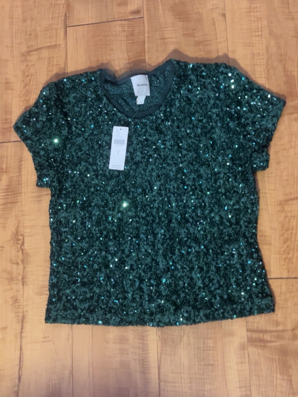 Forever 21 Teal Sequin Short Sleeve Tee